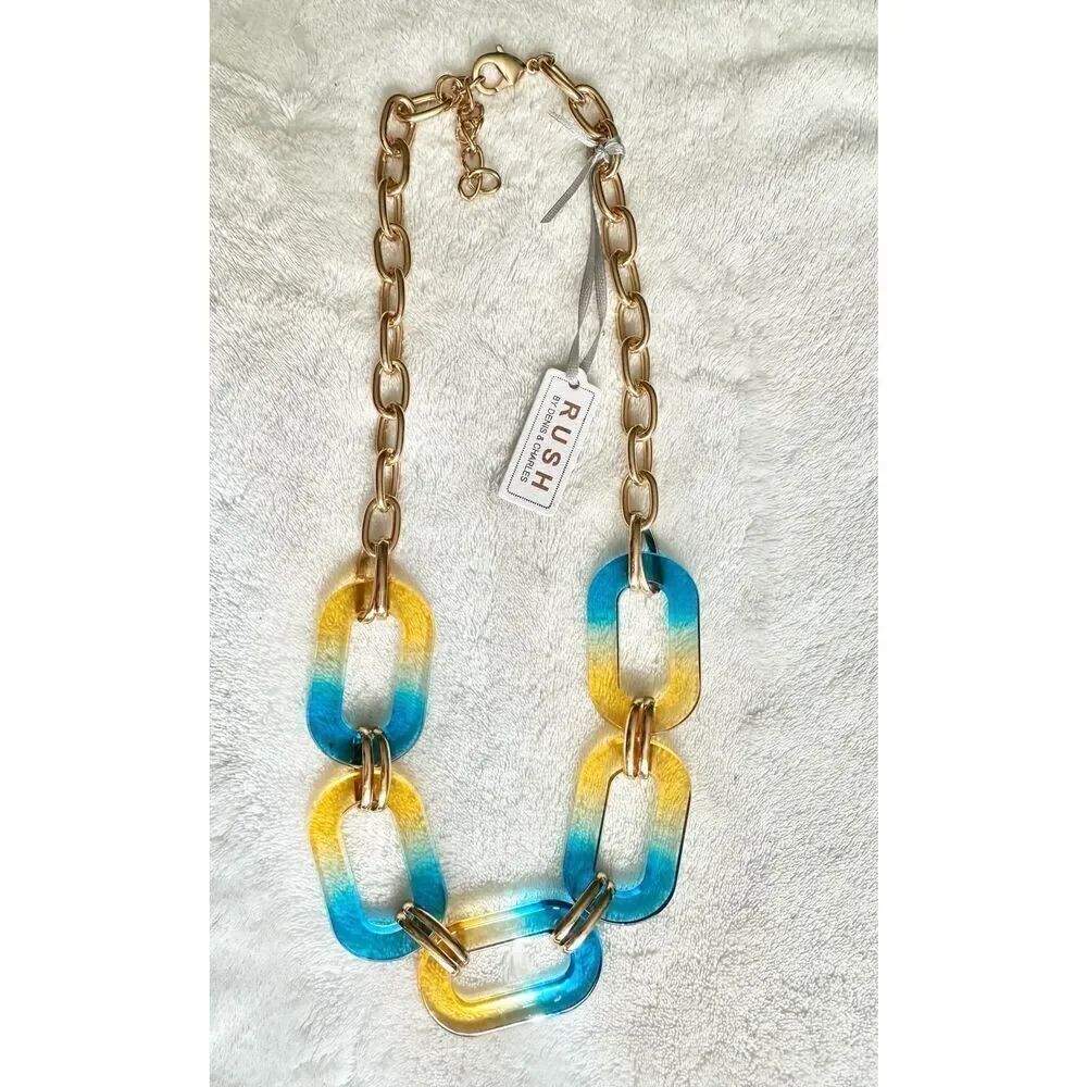 Rush by Denise and Charles - yellow and bright blue ombre mod style chain-link s